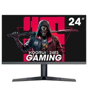 koorui 24" gaming monitor 165hz, 1080p, 1ms, ips, 99% srgb color gamut, adaptive sync, ultra slim frame, vesa mountable (fhd 1920x1080, hdmi, displayport) black