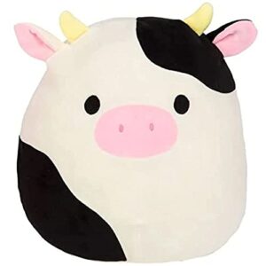 squishmallow official kellytoy collectible plush farm squad squishy soft animals (black/white/pink, connor cow, 7.5 inch)