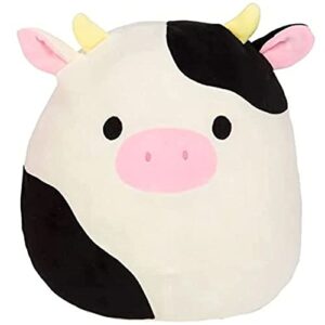 Squishmallow Official Kellytoy Collectible Plush Farm Squad Squishy Soft Animals (Black/White/Pink, Connor Cow, 7.5 Inch)