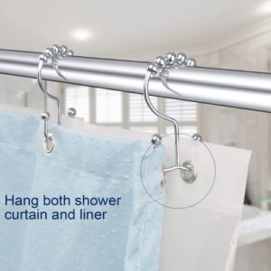 Gidse Shower Curtain Hooks,Sturdy Stainless Steel Double Sided Shower Hooks Rings for Bathroom Shower Curtain Rods Curtains Set of 12 Hooks - Chrome