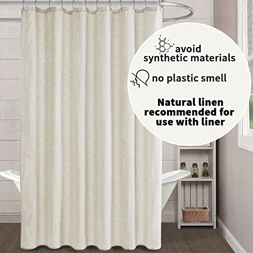 Awellife Linen Shower Curtain Boho Farmhouse Shower Curtains for Bathroom Natural Cloth Cotton Fabric Liner Cream Ivory 72 x 72 Inch