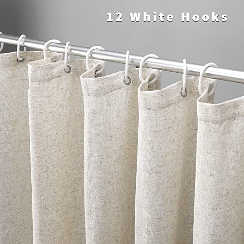 Awellife Linen Shower Curtain Boho Farmhouse Shower Curtains for Bathroom Natural Cloth Cotton Fabric Liner Cream Ivory 72 x 72 Inch