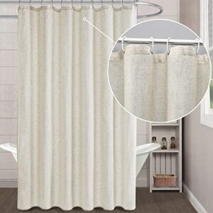 Awellife Linen Shower Curtain Boho Farmhouse Shower Curtains for Bathroom Natural Cloth Cotton Fabric Liner Cream Ivory 72 x 72 Inch