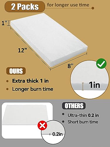 2Pack Premium Ceramic Wool for Portable Tabletop Firepit to Extend Burn Time - Ceramic Wool Wick Sponge Ceramic Fiber Insulation for Bioethanol Fireplaces (12" x 8")