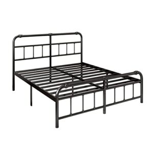 THEOCORATE King Size Bed Frame with Headboard and Footboard,14 Inch High Metal Platform, 3500lbs Support，No Box Spring Needed,Noise Free, Easy Assembly,Black