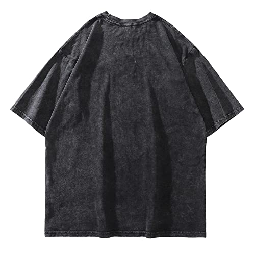 Aelfric Eden Men’s Vintage Oversized Tee Shirts Graphic Print Crewneck Crop Tops Streetwear Cotton Short Sleeve