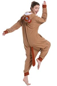 lovemonster adult raccoon costume animal onesie, dressing-up party halloween christmas cosplay costume pajamas sleepwear for women men brown l
