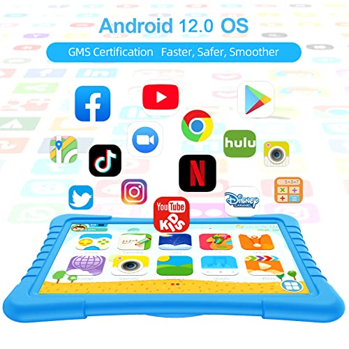 Kids Tablet, 10 inch Tablet for Kids Android 12 Tablet 2GB 64GB Toddler Tablet APP Preinstalled & Parent Control Children Tablet with WiFi, 8000mAh Battery, Dual Camera, Netflix, YouTube(Blue)