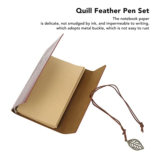 Quill Pen Set, Antique Calligraphy Feather Pen Set with 8 Nibs Pen Holder Notebook for Beginner Enthusiast