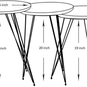 PAK HOME Set of 3 Nesting End Tables Round Wood Stacking Coffee Side Accent Table with Metal Legs for Living Room, Home Office, Nightstands for Bedroom