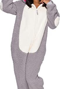 Funziez! Slim Fit Sherpa Adult Onesie - Animal Halloween Costume - Plush One Piece Cosplay Suit for Women and Men Koala