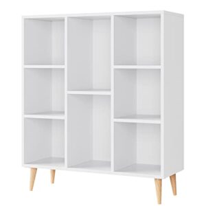 ITUSUT Floor Display Cabinet, Open Shelf Bookcase with Legs, 8 Cube Storage Organizer, Home Office Furniture Bookcase, Side Cabinet for Small Space, Bedroom, Living Room, Office