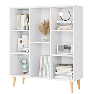 itusut floor display cabinet, open shelf bookcase with legs, 8 cube storage organizer, home office furniture bookcase, side cabinet for small space, bedroom, living room, office
