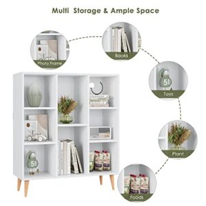 ITUSUT Floor Display Cabinet, Open Shelf Bookcase with Legs, 8 Cube Storage Organizer, Home Office Furniture Bookcase, Side Cabinet for Small Space, Bedroom, Living Room, Office