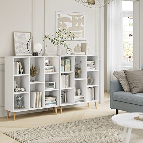 ITUSUT Floor Display Cabinet, Open Shelf Bookcase with Legs, 8 Cube Storage Organizer, Home Office Furniture Bookcase, Side Cabinet for Small Space, Bedroom, Living Room, Office