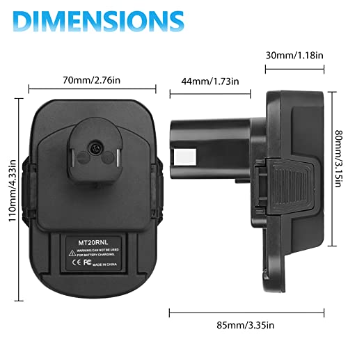 MT20RNL Converter for Makita to Ryobi Battery Adapter, Convert for Makita 18v Battery to Ryobi 18v One+ Plus Lithium Batteries, Use for Ryobi 18 Volt Cordless Power Tools