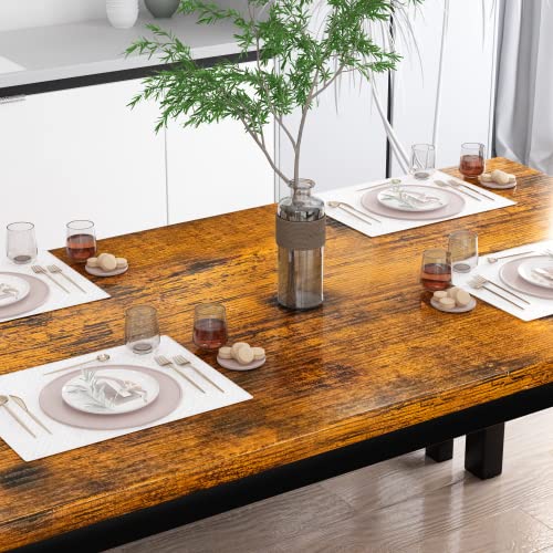 AWQM Dining Room Table Set, Kitchen Table Set with 2 Benches, Ideal for Home, Kitchen and Dining Room, Breakfast Table of 43.3x23.6x28.5 inches, Benches of 38.5x11.8x17.5 inches, Industrial Brown