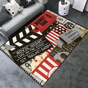 movie clapboard area rug movie night home theater film art rugs cinema area carpet non-slip home decoration for bedroom living playing room (movie-1)