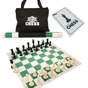 WE Games Best Value Tournament Chess Set (Green) + Hardcover Chess Notation Scorebook (Green)