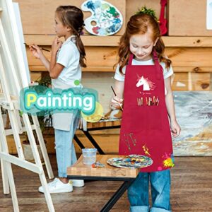 Ecoofor 24 Pieces 12 Colors Kid Aprons Set XL for 7-13 Age Children Chef Aprons Kids Painting for Kitchen Cooking Baking Painting