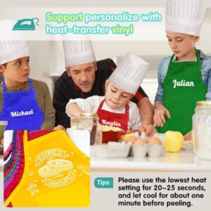 Ecoofor 24 Pieces 12 Colors Kid Aprons Set XL for 7-13 Age Children Chef Aprons Kids Painting for Kitchen Cooking Baking Painting