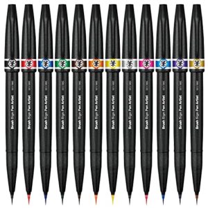 pentel amz-sesf30c-12 blush sign pen artist brush pen, set of 12 colors