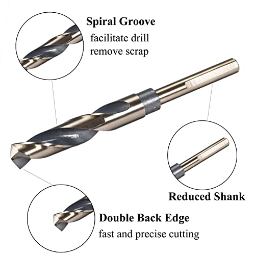 TA-VIGOR 20mm Reduced Shank Twist Drill Bits with 10mm Shank- Perfect for Drilling Steel,Copper,Aluminum Alloy-Made of High Speed Steel 4341