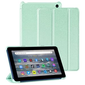 2022 fire 7 tablet case, all-new kindle fire 7 tablet 12th gen case, slim folding trifold cover - two stand angles - auto wake/sleep case (mint green)