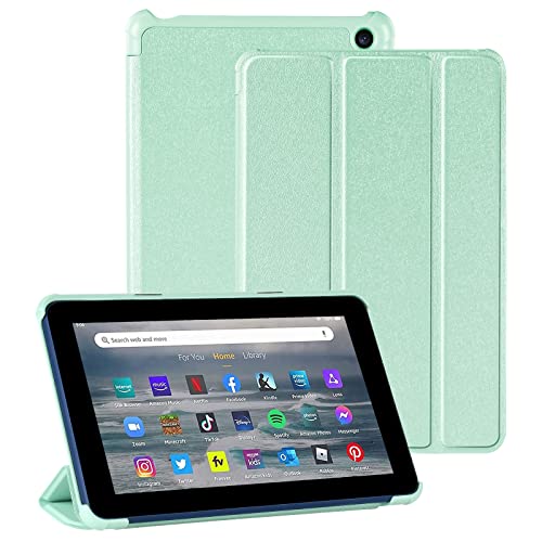 2022 Fire 7 Tablet Case, All-New Kindle Fire 7 Tablet 12th Gen Case, Slim Folding Trifold Cover - Two Stand Angles - Auto Wake/Sleep Case (Mint Green)