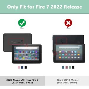 2022 Fire 7 Tablet Case, All-New Kindle Fire 7 Tablet 12th Gen Case, Slim Folding Trifold Cover - Two Stand Angles - Auto Wake/Sleep Case (Mint Green)