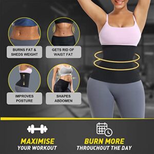 BESTSOTIM Women's Waist Trainer Belt for Lower Belly Fat, Plus Size Corset for Weight Loss, Tummy Wrap Workout Belt, Sweat Waist Trimmer Black