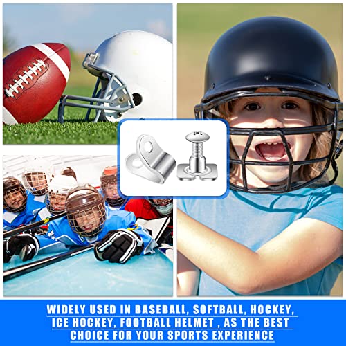 Football Helmet Repair Kit Football Helmet Hardware Kit R Shape Football Visor Clips Screws Nuts with Rubber Gaskets for Youth Hockey Baseball Sports (32 Pcs)