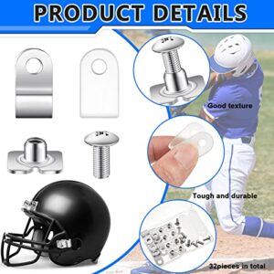 Football Helmet Repair Kit Football Helmet Hardware Kit R Shape Football Visor Clips Screws Nuts with Rubber Gaskets for Youth Hockey Baseball Sports (32 Pcs)