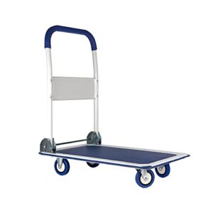 upgraded lifetime appliance large foldable push cart dolly | 330 lbs. capacity moving platform hand truck | heavy duty space saving collapsible | swivel push handle flat bed wagon