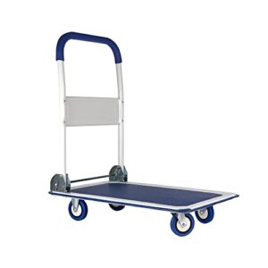 Upgraded Lifetime Appliance Large Foldable Push Cart Dolly | 330 lbs. Capacity Moving Platform Hand Truck | Heavy Duty Space Saving Collapsible | Swivel Push Handle Flat Bed Wagon