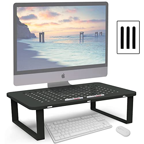 YOONTURN Monitor Stand Riser for Laptop, Computer, PC, Printer, Mesh Metal Monitor Riser for Desktop Organizer