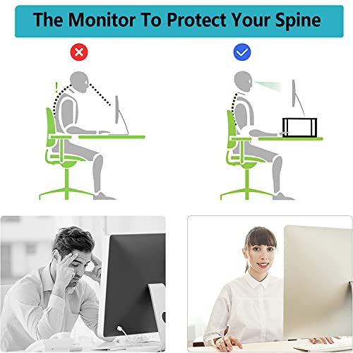 YOONTURN Monitor Stand Riser for Laptop, Computer, PC, Printer, Mesh Metal Monitor Riser for Desktop Organizer