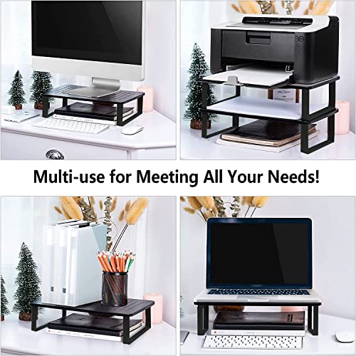 YOONTURN Monitor Stand Riser for Laptop, Computer, PC, Printer, Mesh Metal Monitor Riser for Desktop Organizer