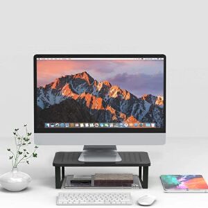 YOONTURN Monitor Stand Riser for Laptop, Computer, PC, Printer, Mesh Metal Monitor Riser for Desktop Organizer