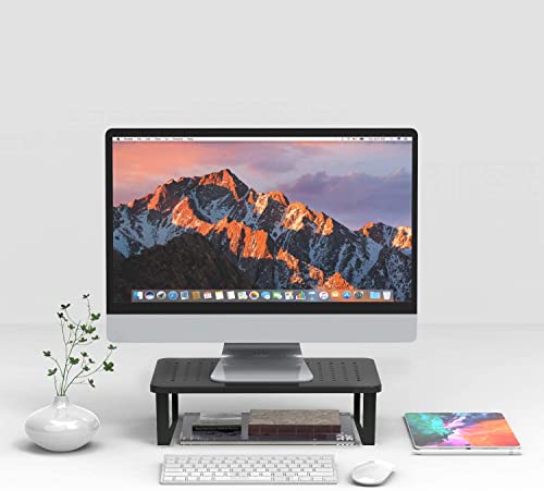 YOONTURN Monitor Stand Riser for Laptop, Computer, PC, Printer, Mesh Metal Monitor Riser for Desktop Organizer