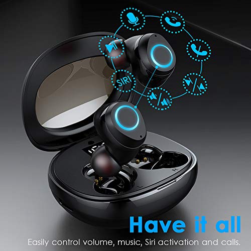 Wireless Earbud, Bluetooth Headphones in Ear Noise Cancelling Mic Mini Ear Buds, Bluetooth 5.1 Light Weight Deep Bass, IP7 Waterproof Wireless Headphones, 30H Playtime for Workout/Home/Office, Black