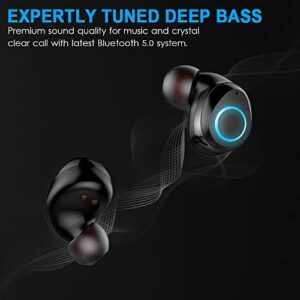 Wireless Earbud, Bluetooth Headphones in Ear Noise Cancelling Mic Mini Ear Buds, Bluetooth 5.1 Light Weight Deep Bass, IP7 Waterproof Wireless Headphones, 30H Playtime for Workout/Home/Office, Black