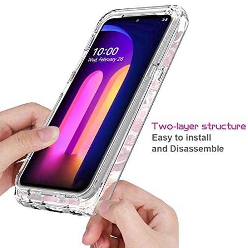 Vavies Case for LG V60 ThinQ 5G Case/LG V60/LM-V600 Case with Tempered Glass Screen Protector, Full Body Clear Flexible with Floral Design Protection Phone Cover Cases for LG V60 (Purple Flower)