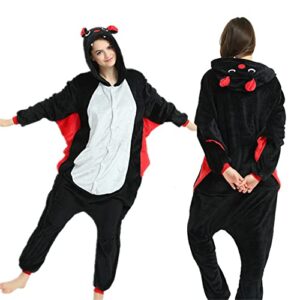 unisex adult homewear animal pajamas flannel one-pieces pajamas cosplay kigurumi onesie(bat(l))