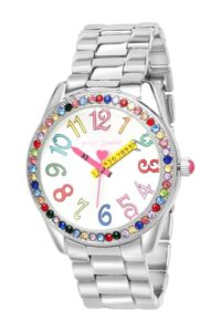 betsey johnson women's watch - glitteratzi wristwatch, 3 hand quartz movement: bjw017pu, size one size, multi color rhinestone