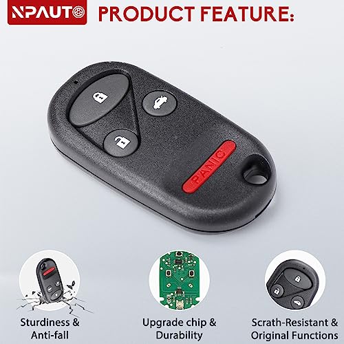 NPAUTO Key Fob Replacement Fits for Honda Accord & Acura TL 1998 1999 2000 2001 2002 2003 DIY Programming Keyless Entry Remote Control Car Key Fobs KOBUTAH2T, 72147-S0K-A02, 72147-S84-A03 (Pack of 2)