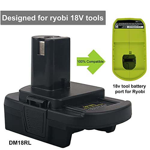 DM18RL Battery Adapter with USB Socket for Dewalt 20V Battery for Milwaukee 18V Battery Convert to for Ryobi 18V Battery, Compatible with 18V Tool for Ryobi