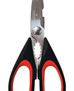 Premium Kitchen Shears by Better Kitchen Products, 8.5", All Purpose Stainless Steel Utility Scissors, Heavy Duty Scissors, Meat Scissors, Poultry Shears, Multipurpose for Culinary Prep(1PK-Black/Red)