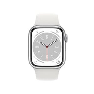 Apple Watch Series 8 [GPS + Cellular 41mm] Smart Watch w/Silver Aluminum Case with White Sport Band - M/L. Fitness Tracker, Blood Oxygen & ECG Apps, Always-On Retina Display, Water Resistant