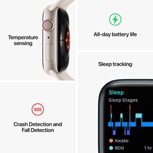 Apple Watch Series 8 [GPS + Cellular 45mm] Smart Watch w/Midnight Aluminum Case with Midnight Sport Band - M/L. Fitness Tracker, Blood Oxygen & ECG Apps, Always-On Retina Display, Water Resistant